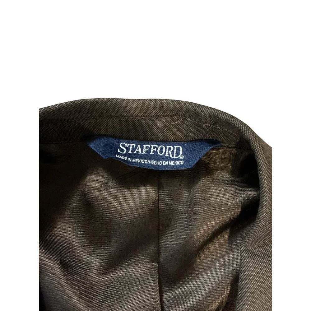 Stafford Mens Charcoal Gray 2-Button Wool Blend Suit Jacket 44L‎ Made In Mexico